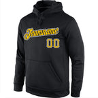 Custom Stitched Black Gold-White Sports Pullover Sweatshirt Hoodie photo 2