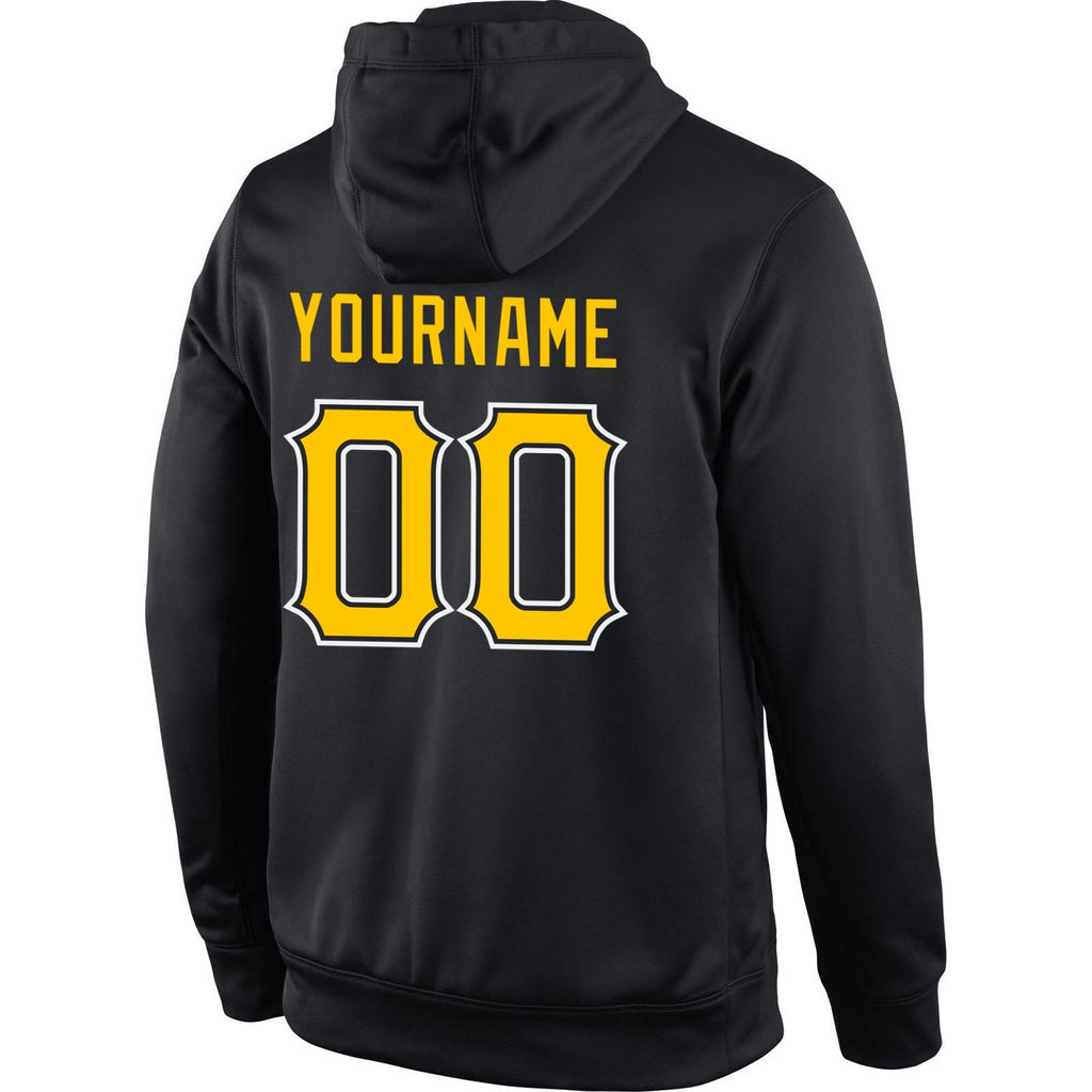 Custom Stitched Black Gold-White Sports Pullover Sweatshirt Hoodie photo 3