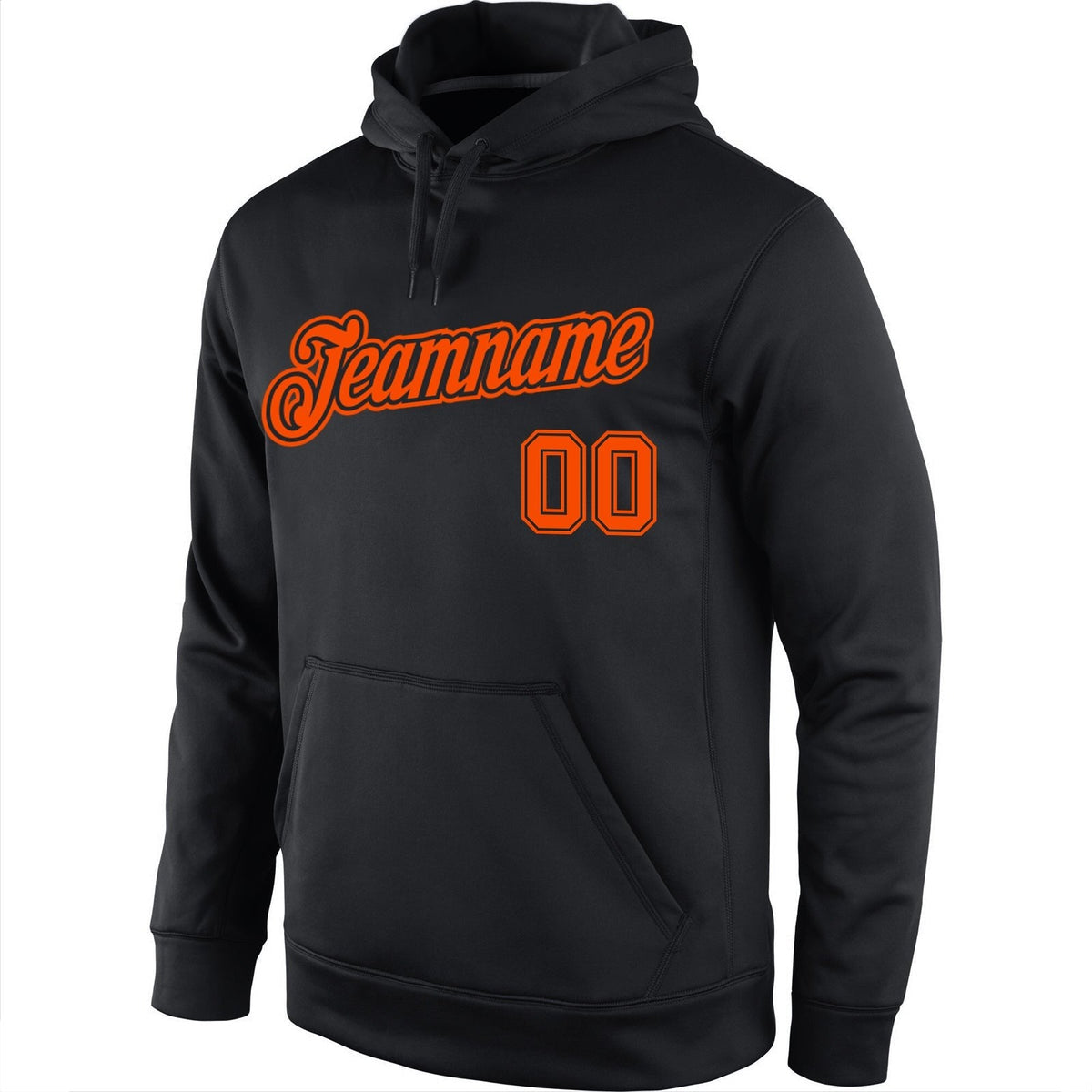 Custom Stitched Black Orange Sports Pullover Sweatshirt Hoodie photo 2