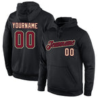 Custom Stitched Black Crimson-Cream Sports Pullover Sweatshirt Hoodie photo 1
