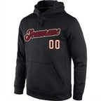 Custom Stitched Black Crimson-Cream Sports Pullover Sweatshirt Hoodie photo 2