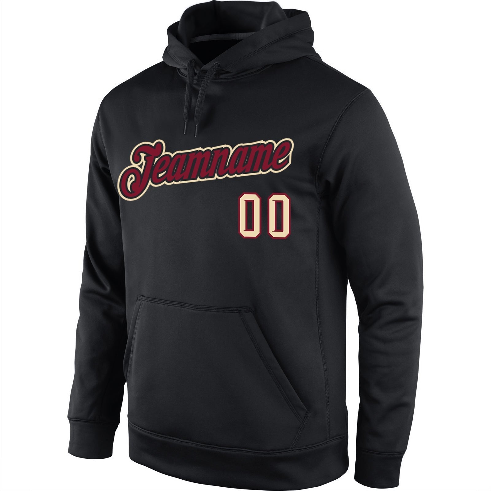 Custom Stitched Black Crimson-Cream Sports Pullover Sweatshirt Hoodie photo 2