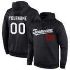 Custom Stitched Black White-Red Sports Pullover Sweatshirt Hoodie photo 1
