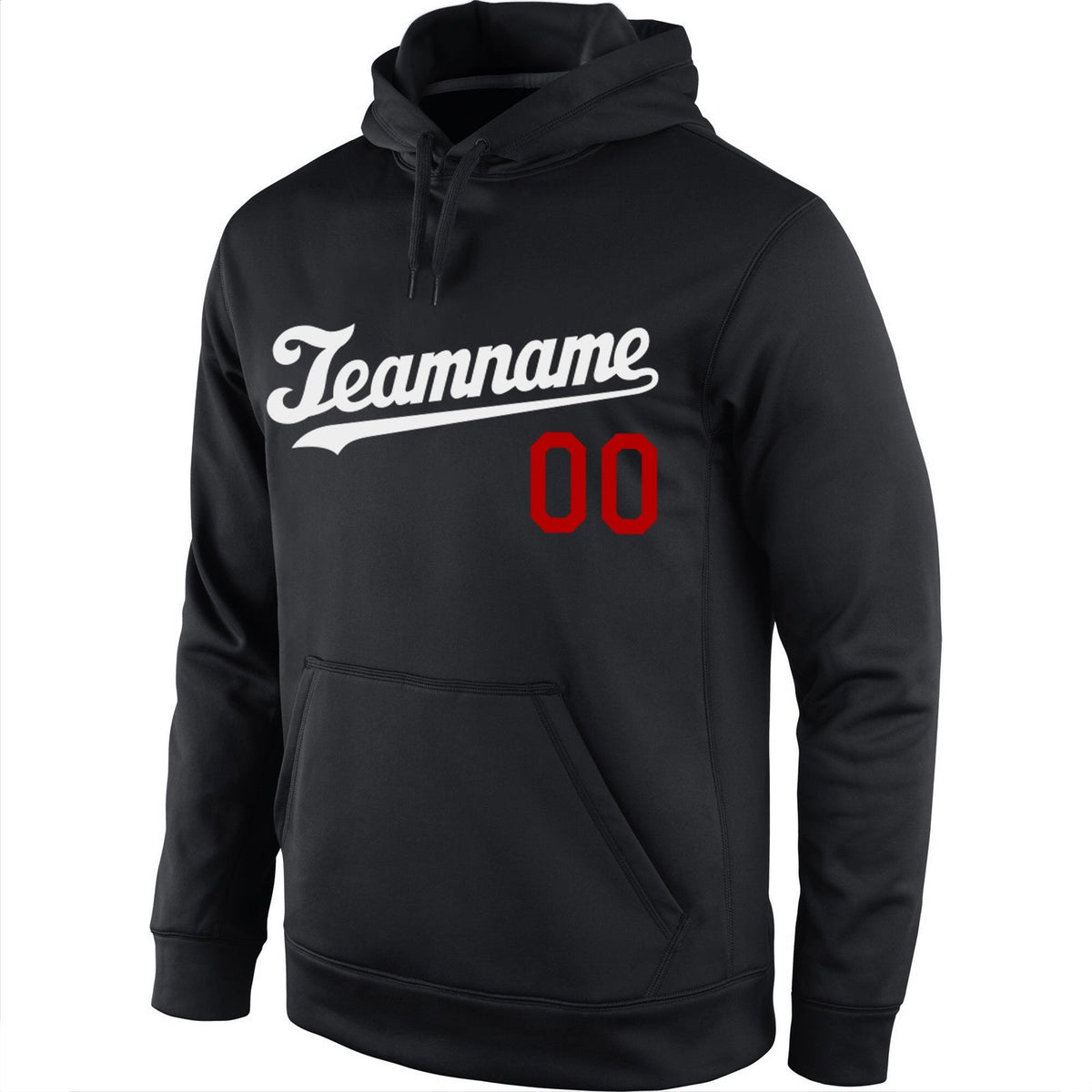 Custom Stitched Black White-Red Sports Pullover Sweatshirt Hoodie photo 2