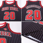 Custom Black White Pinstripe Red-White Authentic Basketball Jersey photo 4