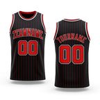 Custom Black Red Pinstripe Red-White Authentic Basketball Jersey