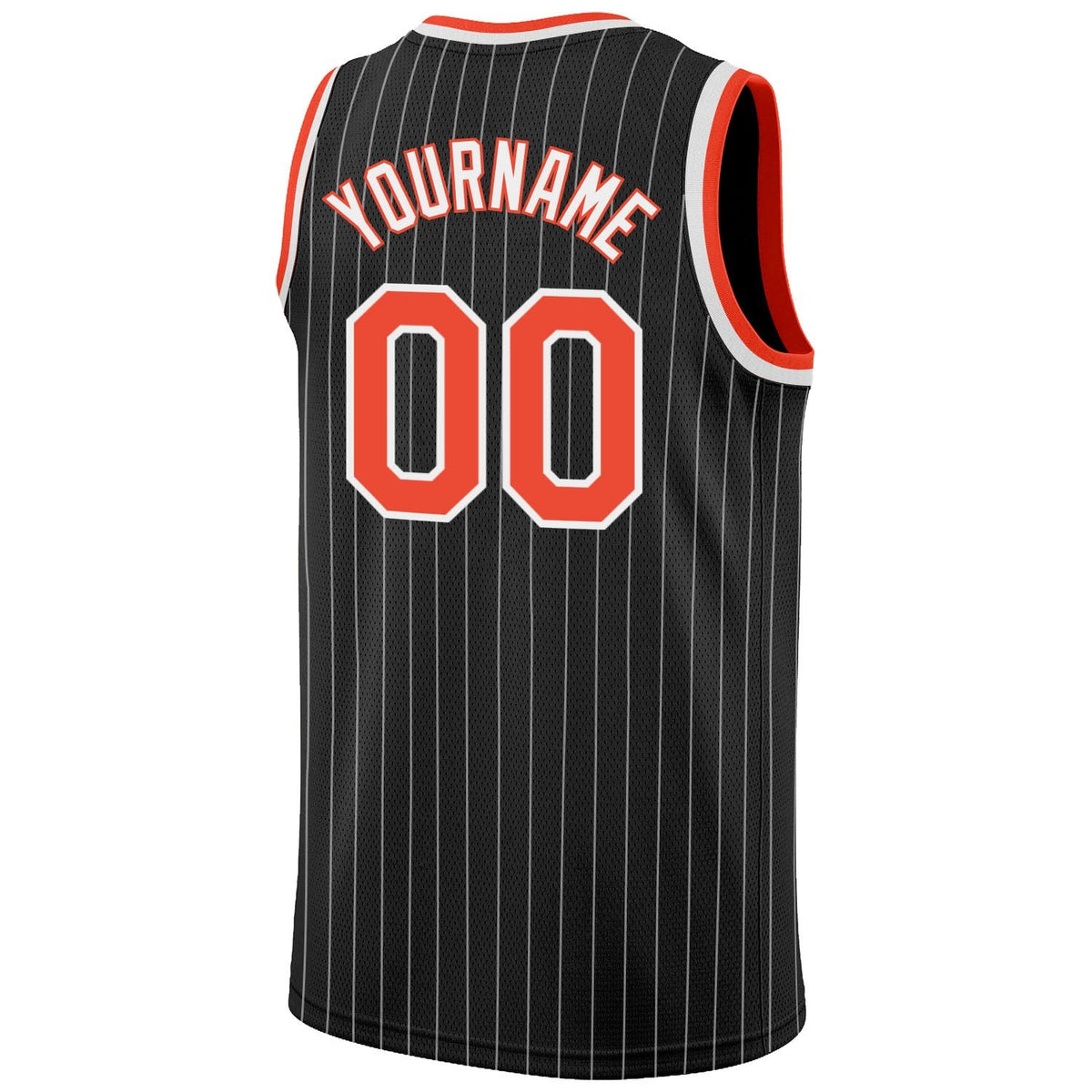 Custom Black White Pinstripe Orange-White Authentic Basketball Jersey photo 5