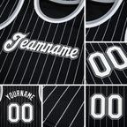 Custom Black White Pinstripe White-Gray Authentic Basketball Jersey detail