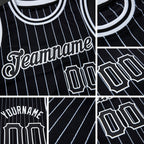 Custom Black White Pinstripe Black-White Authentic Basketball Jersey detail