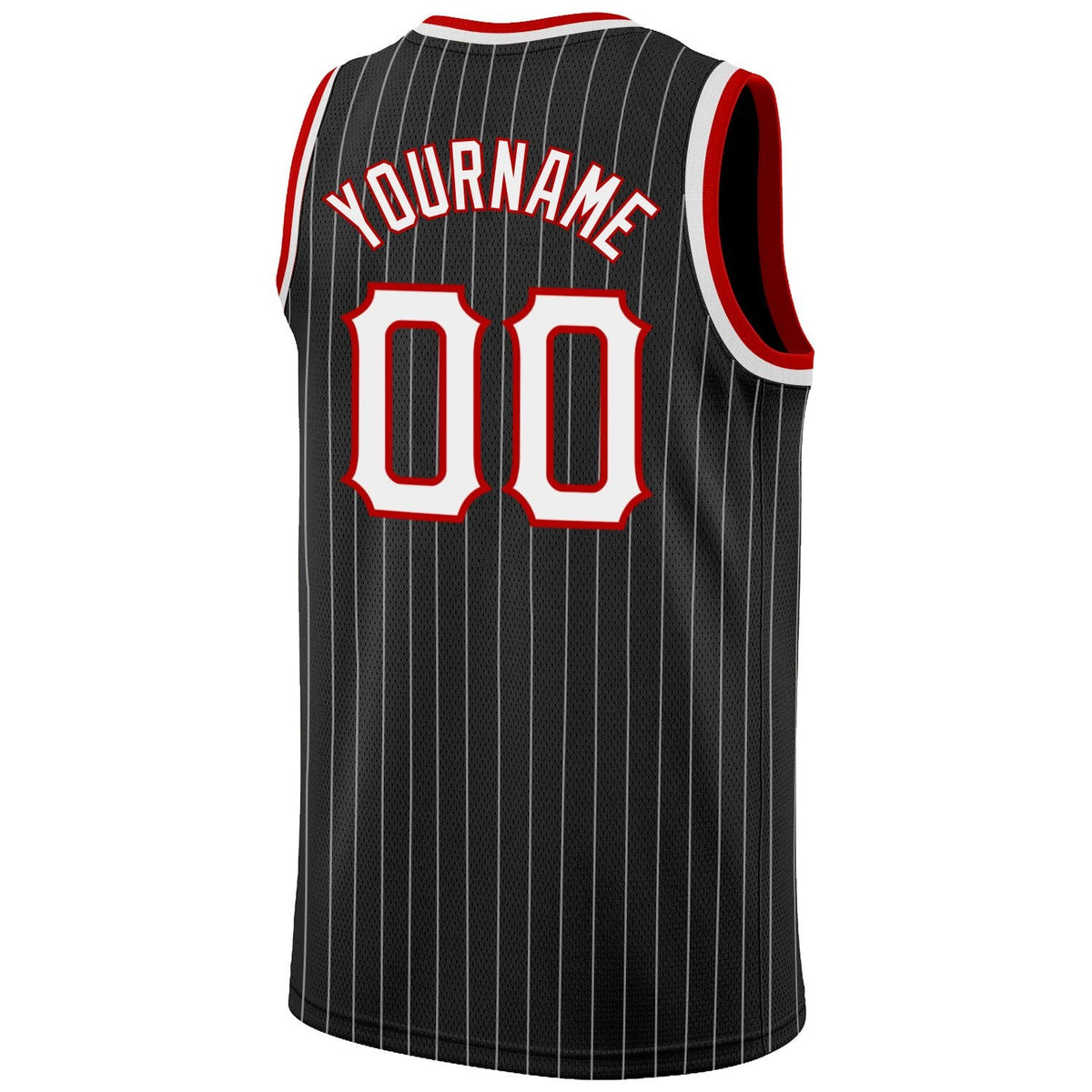 Custom Black White Pinstripe White-Red Authentic Basketball Jersey photo 5