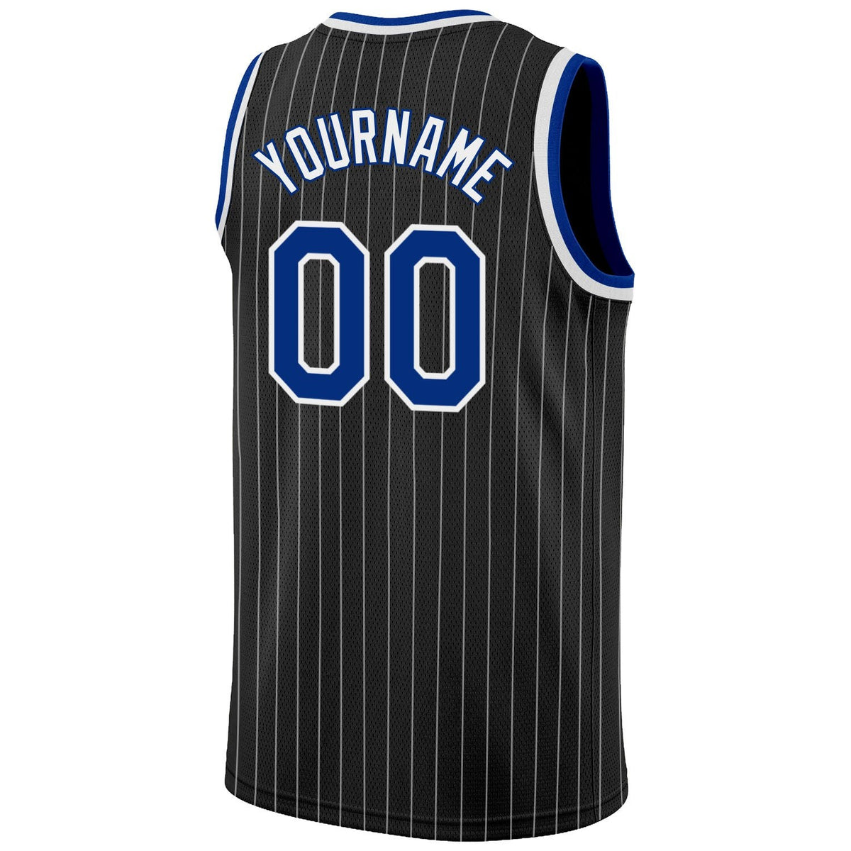 Custom Black White Pinstripe Royal-White Authentic Basketball Jersey photo 5