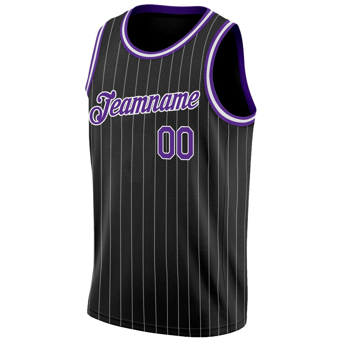 Custom Black White Pinstripe Purple-White Authentic Basketball Jersey photo 5