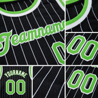 Custom Black White Pinstripe Neon Green-White Authentic Basketball Jersey detail