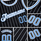 Custom Black White Pinstripe Light Blue-White Authentic Basketball Jersey detail