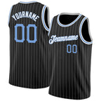 Custom Black White Pinstripe Light Blue-White Authentic Basketball Jersey photo 1