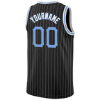 Custom Black White Pinstripe Light Blue-White Authentic Basketball Jersey photo 5