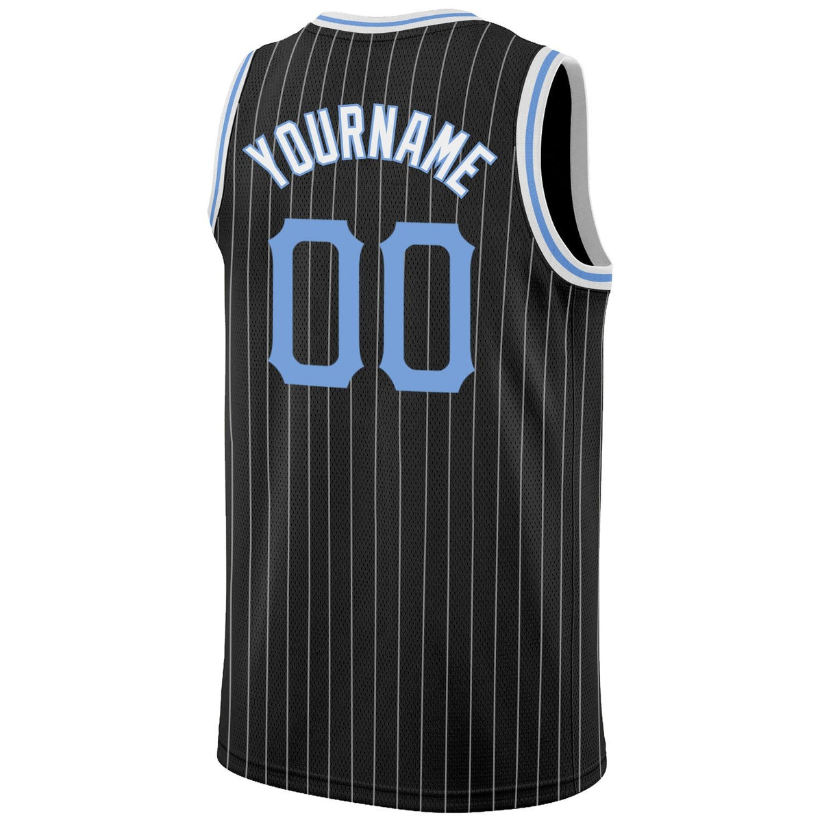 Custom Black White Pinstripe Light Blue-White Authentic Basketball Jersey photo 5