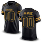 Custom Black Black-Old Gold Mesh Authentic Football Jersey
