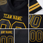 Custom Black Black-Old Gold Mesh Authentic Football Jersey detail