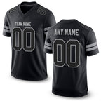 Custom Black Black-Gray Mesh Authentic Football Jersey