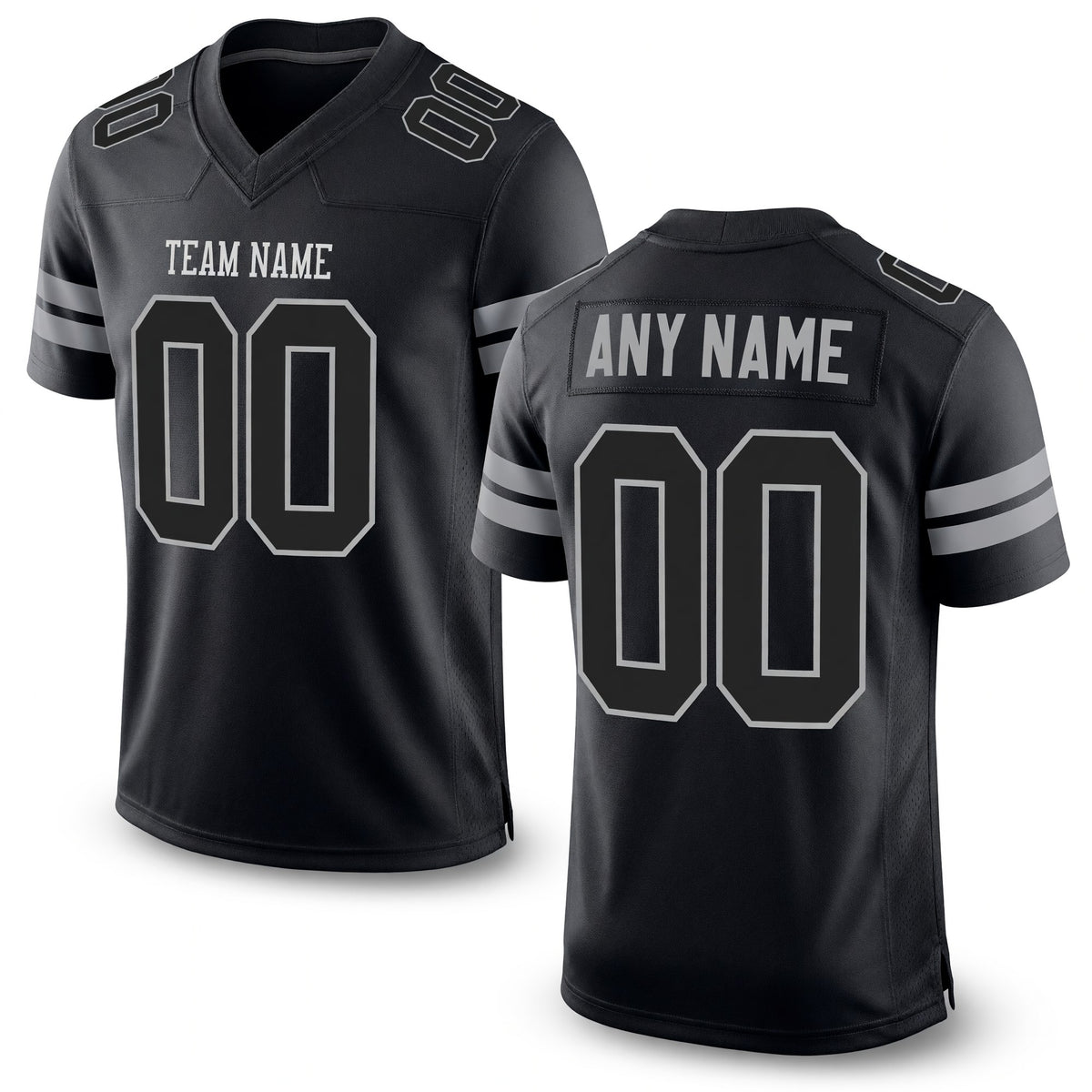 Custom Black Black-Gray Mesh Authentic Football Jersey