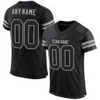 Custom Black Black-Gray Mesh Authentic Football Jersey photo 1