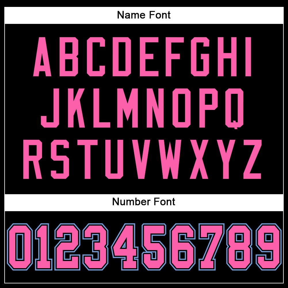 Custom Black Pink-Light Blue Mesh Authentic Football Jersey photo 3