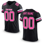 Custom Black Pink-White Mesh Authentic Football Jersey