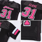 Custom Black Pink-White Mesh Authentic Football Jersey photo 4