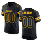 Custom Black Black-Gold Mesh Authentic Football Jersey
