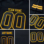 Custom Black Black-Gold Mesh Authentic Football Jersey detail