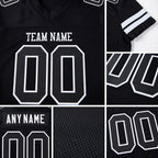 Custom Black Black-White Mesh Authentic Football Jersey detail