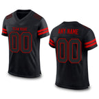 Custom Black Black-Red Mesh Authentic Football Jersey
