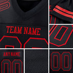 Custom Black Black-Red Mesh Authentic Football Jersey detail