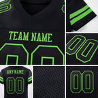 Custom Black Black-Neon Green Mesh Authentic Football Jersey detail