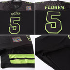 Custom Black Black-Neon Green Mesh Authentic Football Jersey photo 4