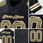 Custom Black Camo-Cream Mesh Authentic Football Jersey detail