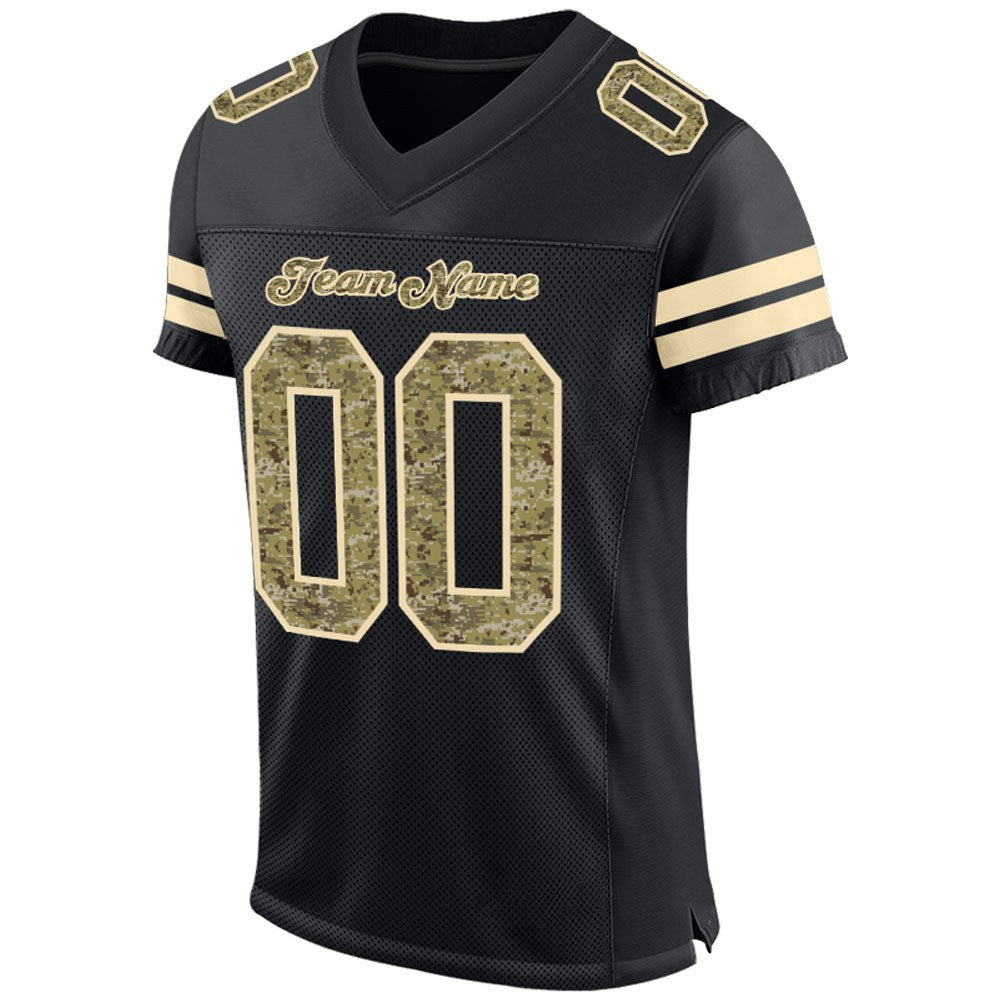 Custom Black Camo-Cream Mesh Authentic Football Jersey photo 2