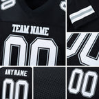 Custom Black White-Silver Mesh Authentic Football Jersey detail