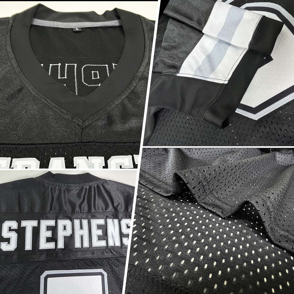 Custom Black White-Silver Mesh Authentic Football Jersey photo 2