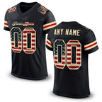 Custom Black Vintage USA Flag-Cream Mesh Authentic Football Jersey