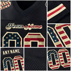 Custom Black Vintage USA Flag-Cream Mesh Authentic Football Jersey detail
