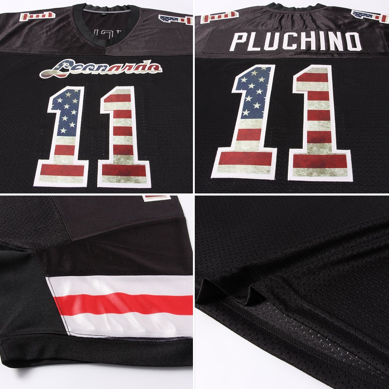 Custom Black Vintage USA Flag-Cream Mesh Authentic Football Jersey photo 6