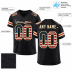 Custom Black Vintage USA Flag Mesh Authentic Football Jersey with Cream Lettering Design 0527 customization guide