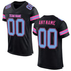 Custom Black Light Blue-Pink Mesh Authentic Football Jersey