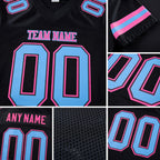 Custom Black Light Blue-Pink Mesh Authentic Football Jersey detail