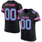 Custom Black Light Blue-Pink Mesh Authentic Football Jersey photo 1