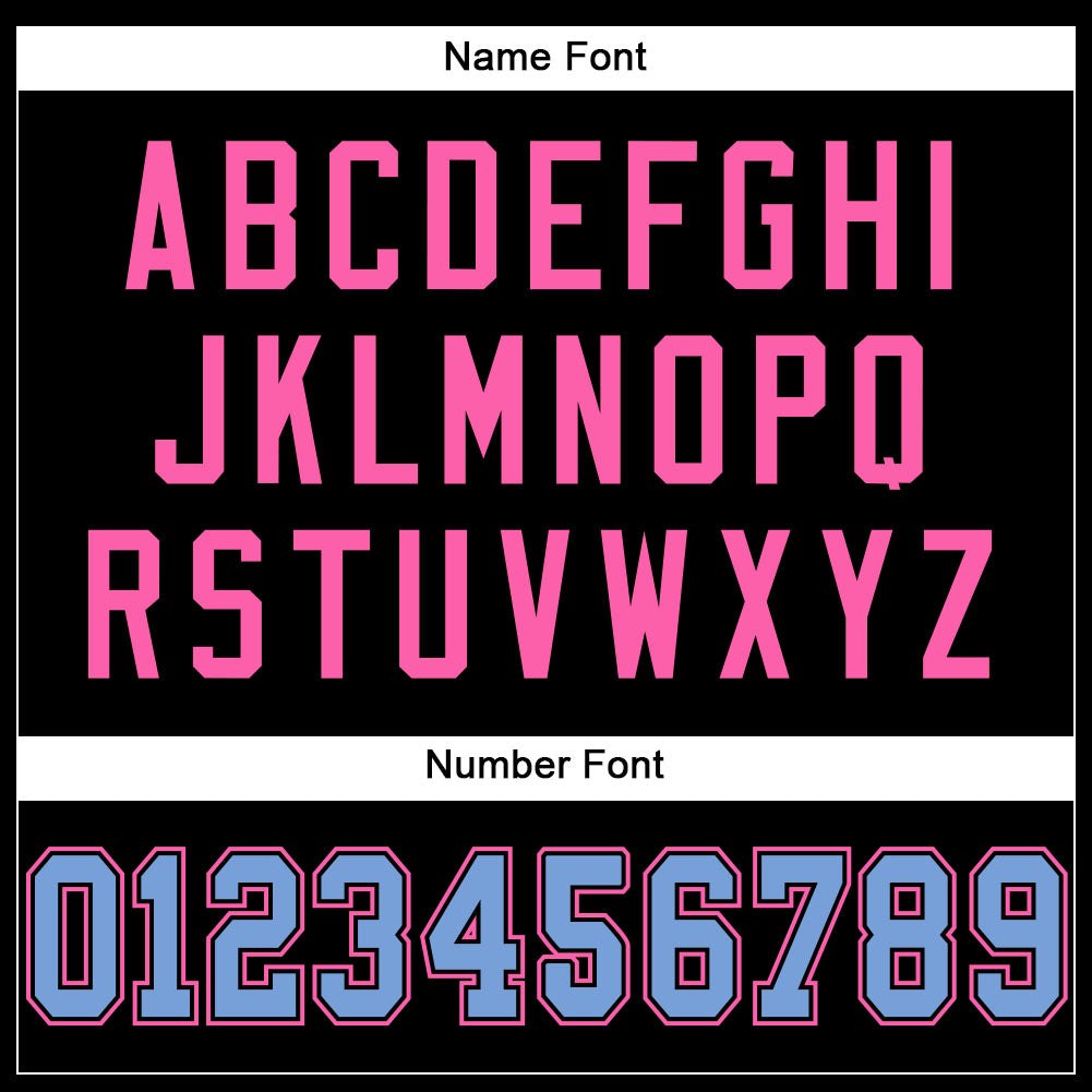 Custom Black Light Blue-Pink Mesh Authentic Football Jersey photo 3