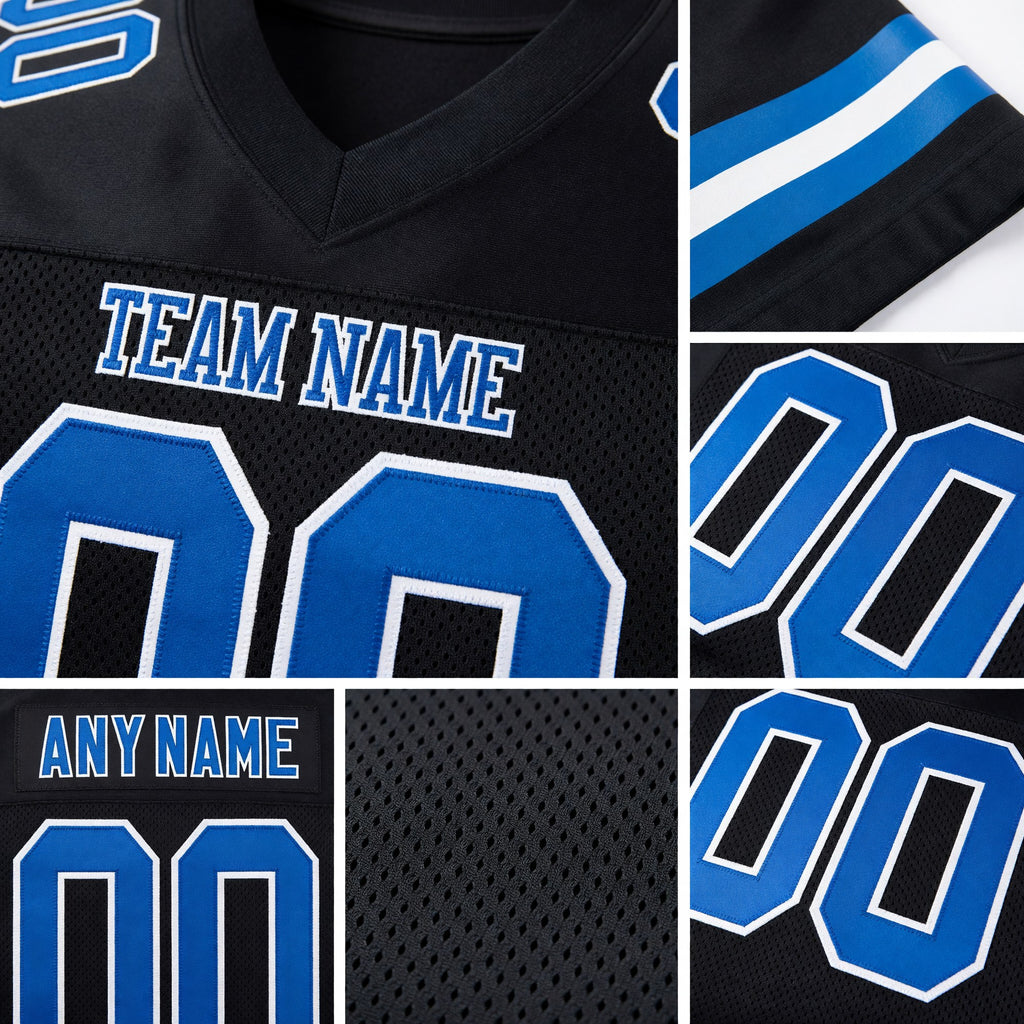 Custom Black Royal-White Mesh Authentic Football Jersey detail