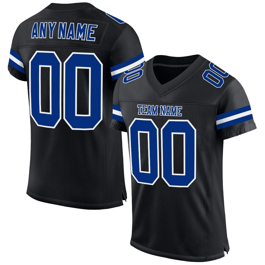 Custom Black Royal-White Mesh Authentic Football Jersey photo 1